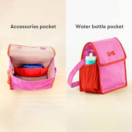 Omie OmieBox Lunch Bag - Washable, Foldable, Durable, WaterResistant Fabric with Interior Pocket and External Bottle Holder (Pink) thumbnail 6