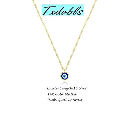 Txdvbls Necklace for Women - 14K Gold Plated Bow Snowflake Cherry Sun Lion Bear Fish Evil Eye Star of David Italian Horn Pearl Necklace Pendant with 16”+2” Chains, Trendy Elegant Jewelry thumbnail 6