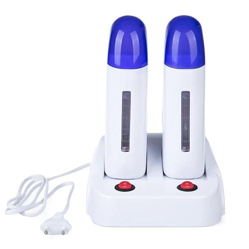 Wax Warmer for Hair Removal Double Depilatory Roll On Wax Heater Electric Home Waxing Machine for Women Men AC110V 40W (Blue) - Image 1