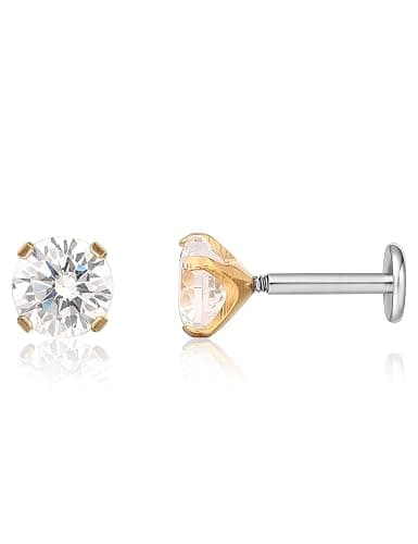 Limerencia 18g Titanium Internally Threaded Tragus Piercing Jewelry CZ Top Flat Back Piercing Nose Studs Earring, Helix, Cartilage, Labret, Monroe for Women or Men - Image 1