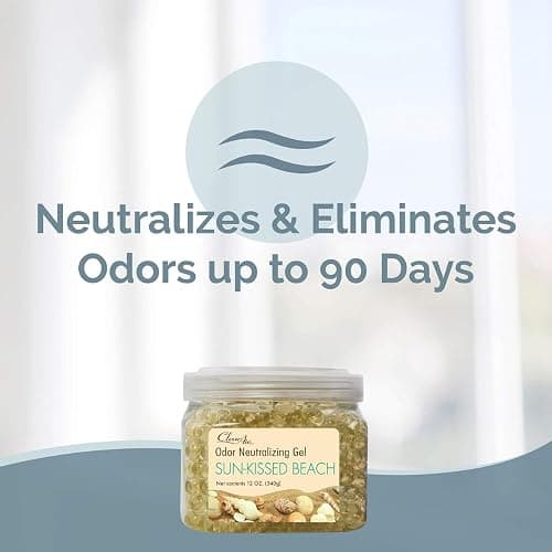 Clear Air Odor Eliminator Gel - 12 oz, Pack of 2 - Air Freshener Made with Essential Oils - Eliminates Odors in Bathrooms, Cars, Boats, RVs & Pet Areas - Sun-Kissed Beach Scent | Made with Essential Oils, Eliminates Odors, Bathrooms, Cars, Boats thumbnail 2