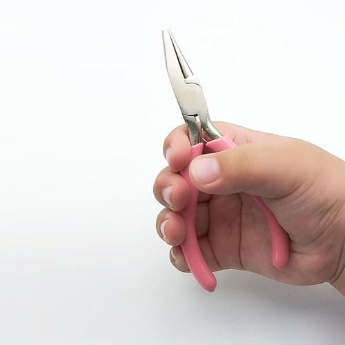 TUNQISM 1PCS 5 Inches Pink Jewelry-making pliers Beadsmith Concave Round Nose Pliers – Wire Looping and Bending Tool – Jewelry-Making Instrument Metal ring-making tools thumbnail 6