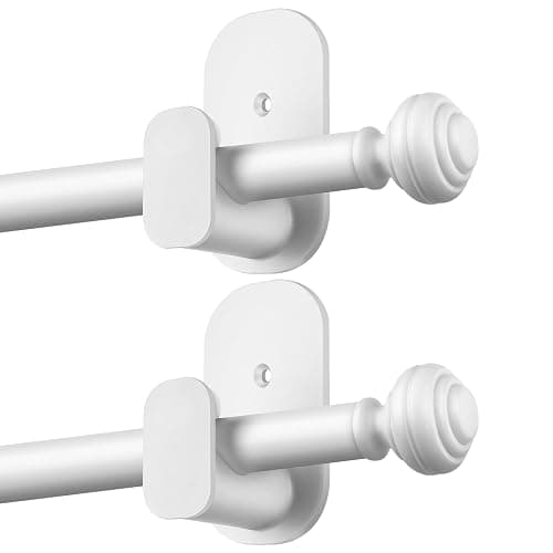 KAMANINA Curtain Rods No Drilling for Windows 16 to 30 Inches, 5/8 Inch Small Curtain Rod 2 Pack for Door Screwless with Adhesive Brackets, White - Image 1