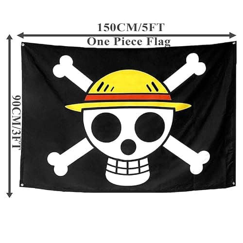 For One Piece Animation For Halloween Decoration One Piece Luffy's Straw Hat Pirate Flag Multi-colored, 5FT*3FT thumbnail 3