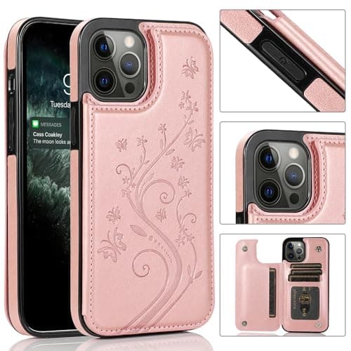 YAOZOCASE for iPhone Case,Retro Slim PU Leather Flower Butterfly Pattern Wallet,Card Holder Slots Full Body Military Grade Protection Soft Shockproof Phone Case (Brown,iPhone 16) thumbnail 2