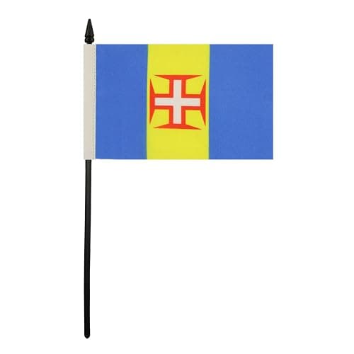 Madeira Table Flag 4'' x 6'' - Portugal - Maderian Desk Flag 15 x 10 cm - Black plastic stick and base - AZ FLAG thumbnail 2