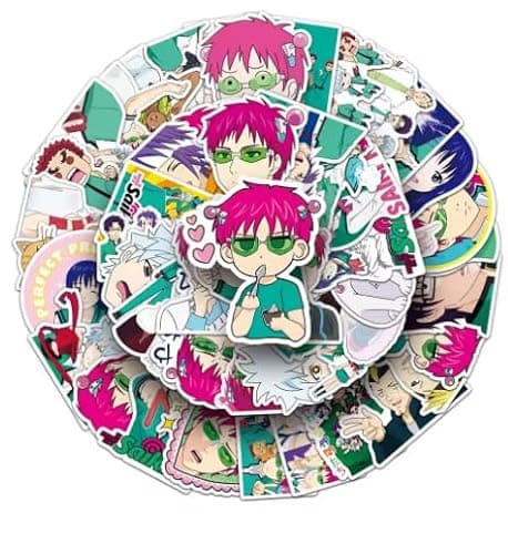50Pcs Anime Stationery Stickers The Disastrous Life of Saiki K Sticker Stationery Student Cartoon Waterproof Graffiti Decorate - Image 1