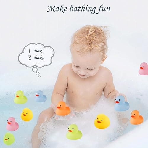 50 Pcs Multicolor Mini Rubber Ducks Baby Bath Toy ,Children Squeak and Float Colored Small Ducks in Bulk Toddlers Shower Duck Decorations Party Favors thumbnail 3