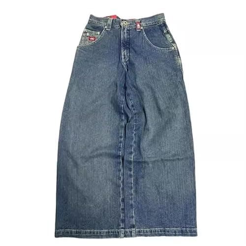 ORANDESIGNE Y2k Jeans Herren Hip Hop Retro Schädel Stickerei Gewaschen Baggy Denim Hose Lässig Lose Weites Bein Hose Streetwear thumbnail 2