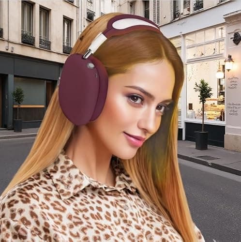 Silicone Case Cover for AirPods Max Headphones，Anti-Scratch Ear Cups Cover/Ear Pad Case Cover/Headband Cover 3 in 1 Accessories Silicone Protector for Apple AirPods Max（Wine red） thumbnail 7