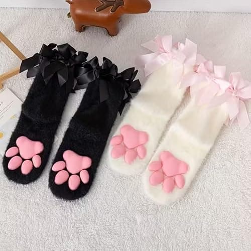 HOMEGYMFREE Cat Paw Socks, Thigh High Soft 3D Paw Pad Toe Beans Stockings for Women Cat Cosplay thumbnail 6