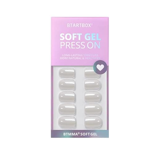 BTArtbox Press On Nails Short - White Soft Gel Press On Nail, Square Chrome Nail Tips Glue On Nails, Reusable Stick On Nails in 15 Sizes - 30 Soft Gel Fake Nails Kit, Vanilla Glazed thumbnail 3