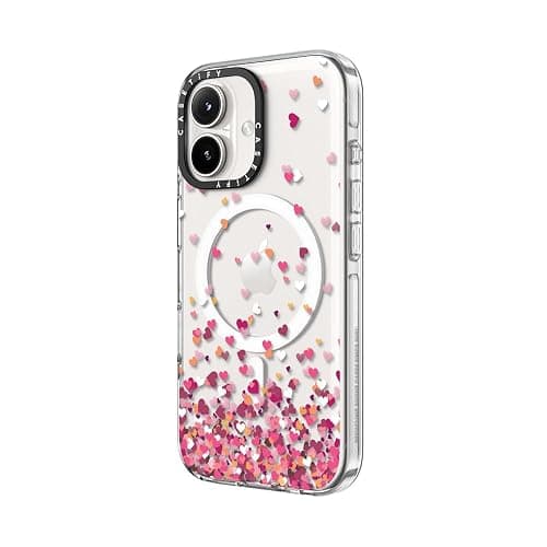 CASETiFY Clear iPhone 16 Plus Case [Not Yellowing / 6.6 ft. 3X Military Grade Drop Protection/Compatible with Magsafe] - Confetti Hearts - Clear thumbnail 6