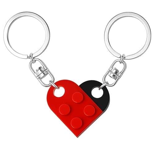 MPK Brick Matching Couple Heart Keychain, Gifts for Him Her Boyfriend Girlfriend Christmas, Wedding Anniversary Birthday Gift - Image 1