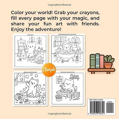 Cat Moments: Cute Meow Life Coloring Book for Kids, Teens and Adults (Cute Coloring (10 books)) thumbnail 2