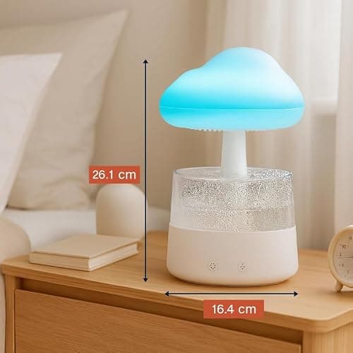 Zest Aroma 2 in 1 Cloud Humidifier and Oil Diffuser | Raindrop Humidifier, Aroma Diffuser, Adjustable Raindrop Speed, Rain Sound Simulator, Mist and Light Functions thumbnail 2