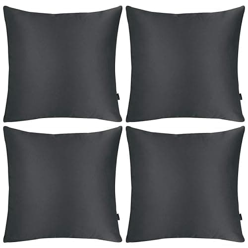 Faylapa 4 Pack Christmas Satin Throw Pillow Cases,Black Heavy Silk Satin Decorative Pillow Covers Solid Dyed Soft Pillow Cover Home Decor,16" x 16" (Case ONLY) - Image 1