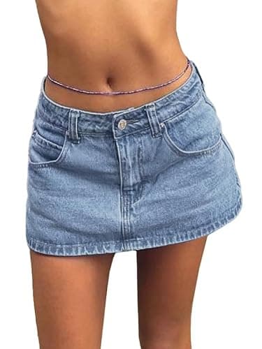 EMMIOL Women Denim Skort Skirt Stretchy Mid Waist Y2K Sexy Mini Skirts Dressy Casual Jean Skorts - Image 1