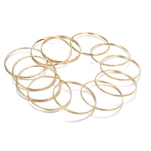 RINTOLER 16Pcs Gold Bangle Bracelets for Women - Multi Layer Stackable Textured Bracelets Boho Jewelrys Set. thumbnail 8