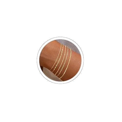 MBW Gold Bracelets for Women Trendy, Dainty 14K Gold Plated Bracelet Stack Beaded Chain Bracelet Set Thin Small Cute Paperclip Bracelets Fashion Waterproof Jewelry Gift Gold Accessories for Women - Image 1