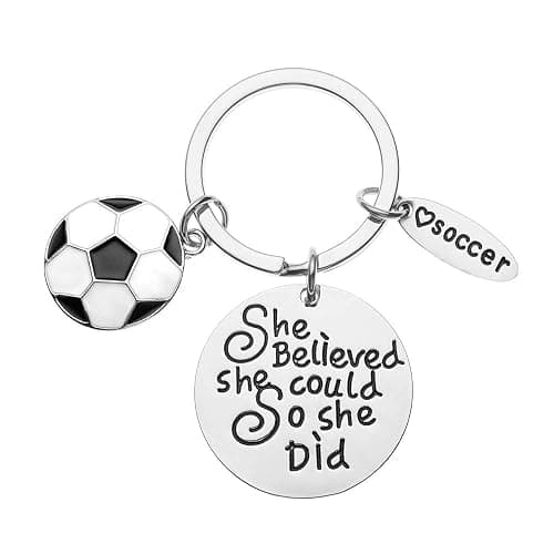 Soccer Keychain for Girls – “She Believed She Could So She Did” Inspirational Sports Gift – Soccer Ball Charm Accessory for Players, Fans, or Teams - Image 1