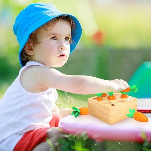 Montessoritoys for 1 Year Old, Wooden Toys Developmental Shape Sorting & Matching Puzzle Carrots Harvest Game, Birthday Gifts for Toddlers Babies Boys and Girls 6-12 Months Christmas thumbnail 6