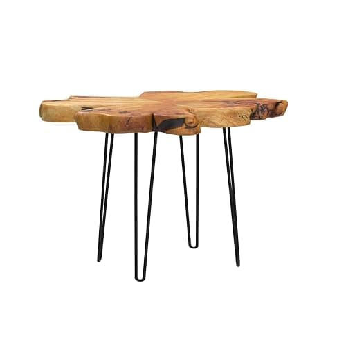 WELLAND Live Edge Cedar Coffee Table 32" W x 32" D x 20.5" H Rustic Round Table for Living Room, Patio, Bedroom, Home Office thumbnail 5