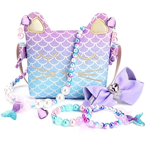 mibasies Purse for Little Girls Dress Up Jewelry Pretend Play Kids Accessories Mermaid Gifts - Image 1