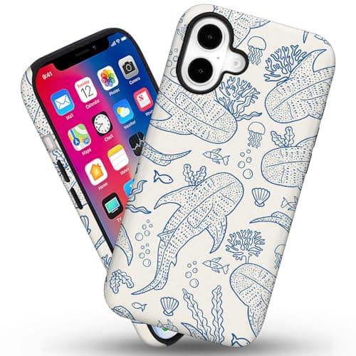 flewfun Magnetic for iPhone 17 Case Cute Coral Reef Whale Shark Ocean Sea Phone Case, Summer Shockproof Slim TPU and Hard PC Protective Phone Cover Compatible with MagSafe Designed for Women thumbnail 2