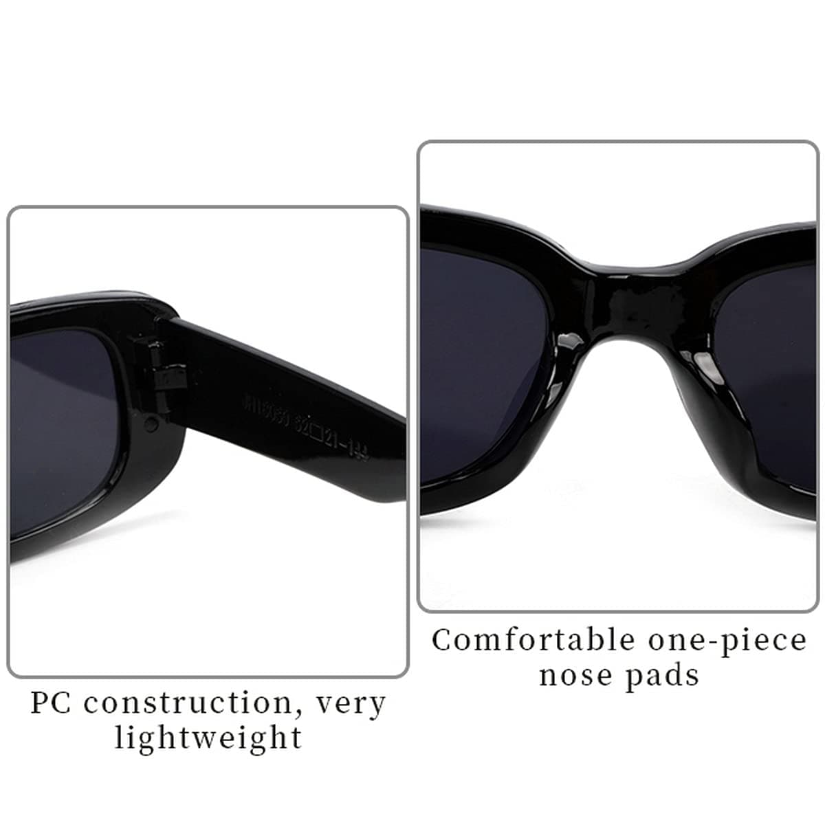 2 Pack Retro Fashion Rectangle Sunglasses Small Square Frames Sun Glasses 90s Vintage Wide Frame Eyewear for Women and Men UV 400 Protection thumbnail 9