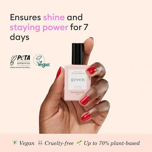 Manucurist - Green Sunshine Nail Polish Top Coat - Vegan Top Coat - 12-Free - Plant-Based Ingredients (69%) - Made in France - 0.5 fl oz thumbnail 2