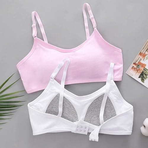Herepai Big Girls' Adjustable Training Bra Cotton Bras Wireless Light Padded 10-16 Years thumbnail 6
