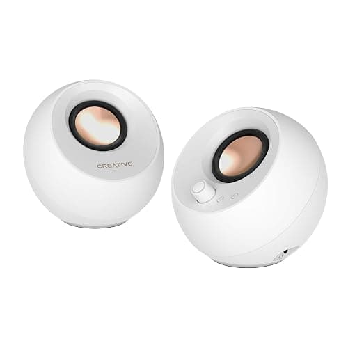 Creative Pebble Pro Minimalist 2.0 USB-C Computer Speakers with Bluetooth 5.3 and Customizable RGB Lighting, Clear Dialog and BassFlex Tech, USB Audio, Headset Port, for PC and Mac (White) - Image 1