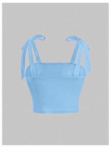 SOLY HUX Girl's Square Neck Crop Tank Top Sleeveless Bow Tie Camisole Ruched Cute Clothes thumbnail 2