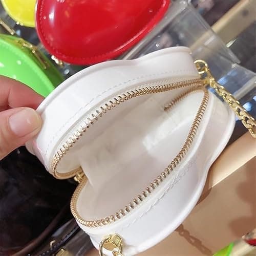 Canpto Girls Crossbody Purse Cute Heart-shaped Shoulder Kid Bag Lacquer Leather Princess Bag for Little Girls thumbnail 6
