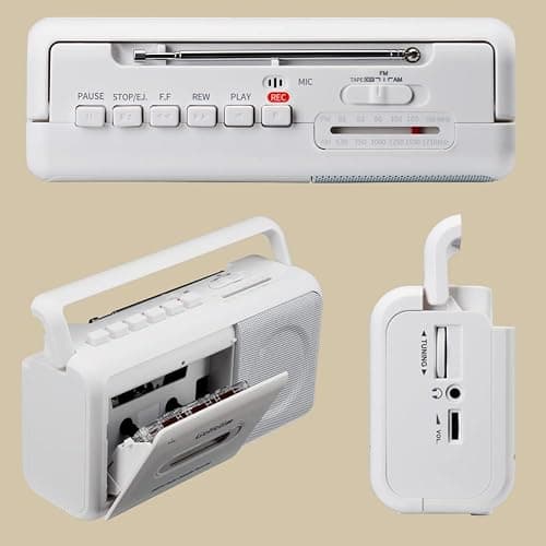 Gelielim Portable Cassette Player, Cassette Tape Player AM/FM Radio,Casette Tape Recorder with Earphone Jack, Cassette Boombox Battery Operated or AC Powered thumbnail 9