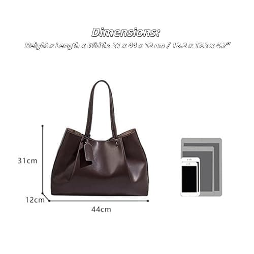 PU Leather Tote Bags Detachable Inner Pouch Shoulder Handbags for Women | Large Capacity For Work Commute; Magnetic snap closure; sturdy PU leather; Coffee & Black optional; thumbnail 7