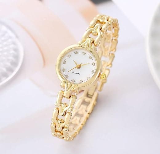 ADSBIAOYE Women Gold Bracelet Wrist watchs Minimalist Diamond watchs Stainless Steel Quartz Waterproof Watches thumbnail 5