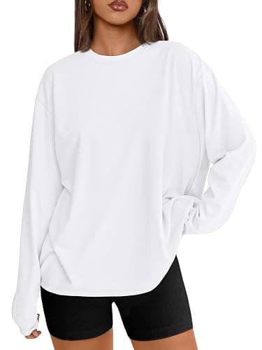 Trendy Queen Womens Spring Tops Oversized Long Sleeve T Shirts 2026 Basic Tee Fall Casual Workout Y2K Clothes - Image 1