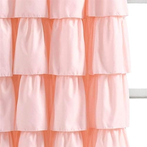 Lush Decor Blush Ruffle Window Curtain-Shabby Chic Farmhouse Style Panel for Living, Dining Room, Bedroom (Single), 84” x 50 L thumbnail 4