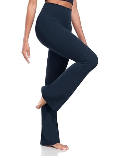 HeyNuts Harmony Flare Leggings 29"/30.5"/32.5"/34.5", High Waisted Tummy Control Wide Leg Bootcut Yoga Pants Lounge Soft thumbnail 4