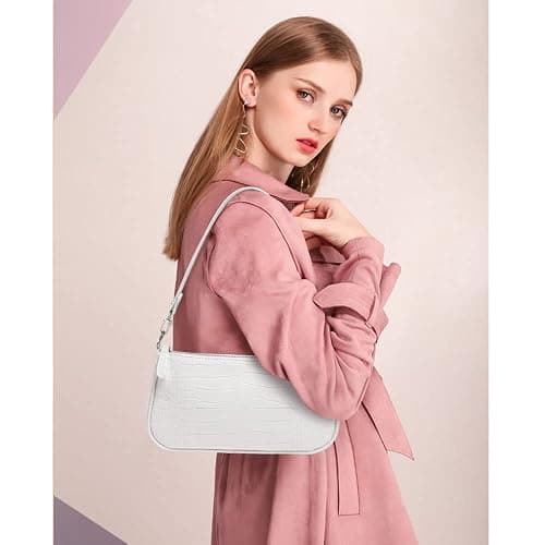 Aucuu Leather Shoulder Bag for Women, Mini Handbag with Crocodile Pattern Retro Soft PU Leather Small Crossbody Bag Classic for Women 90s Mini Bags with Chain thumbnail 8