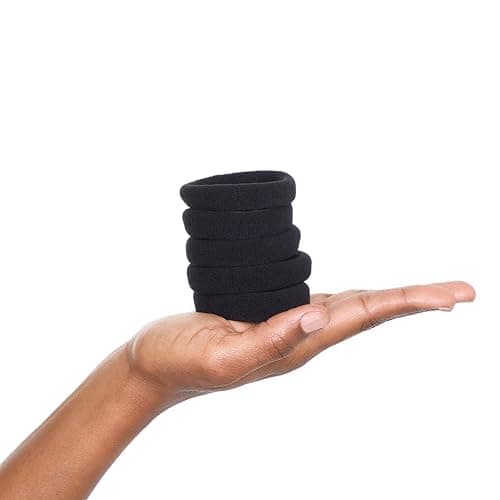 Kitsch Black Hair Ties No Damage - Strong, Stretchy Hair Bands | Soft Nylon Ponytail Holders, Snag-Free Rubber Bands, Perfect for Updos & Braids | Ideal Gifts for Women - Black, 6pcs thumbnail 8