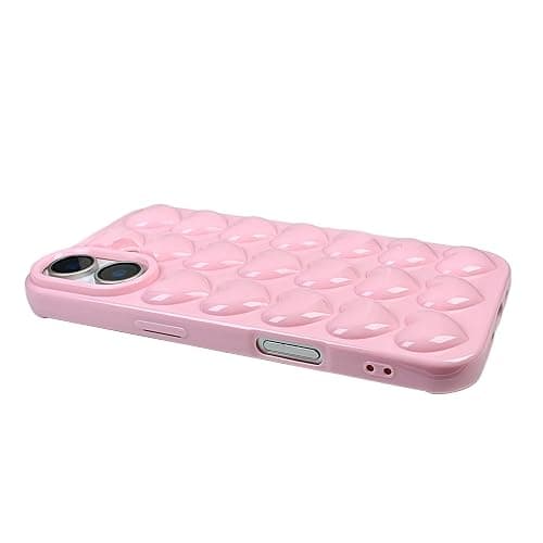DMaos for iPhone 16 Plus Case for Women, 3D Pop Bubble Heart Gel Cover, Cute Girly for iPhone16 Plus 6.7 inch - Pink thumbnail 8