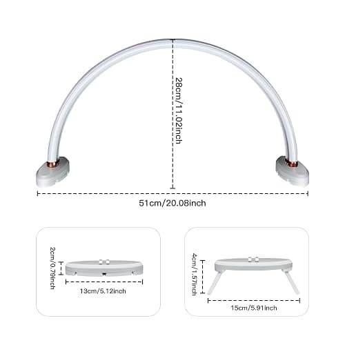 obcd Half Moon Light for Nail Desk 20 inch Half Moon Lamp Portable Ring Light for Eyelash Extensions Suitable for Nail Beauty Crafts Sculpture, Brightness Adjustable thumbnail 4