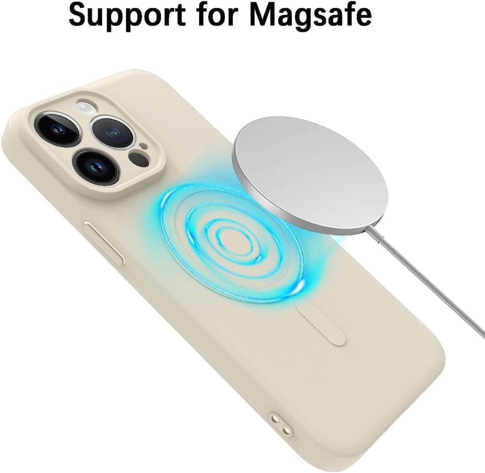 Compatible with Mag Safe Devices Magnetic Wireless Charging Phone Case Back Grippy Protective Frame Shockproof Silicone Cover with Camera Protection (Bloosom White, iPhone 14 Plus) thumbnail 5