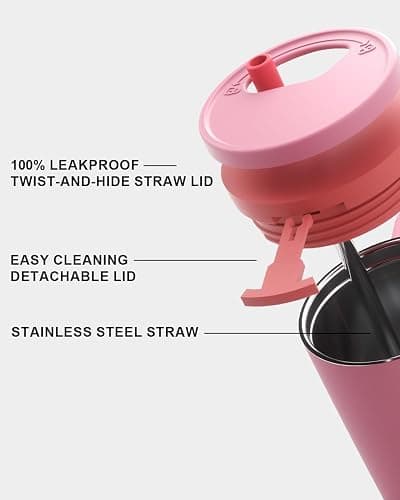 KISSKIND 40 oz Tumbler with Handle and Straw | Lumi Spin Hidden Straw 100% Leakproof Insulated Tumbler | Stainless Steel Water Bottle for Mom, Nurse, Teacher | Orange thumbnail 4