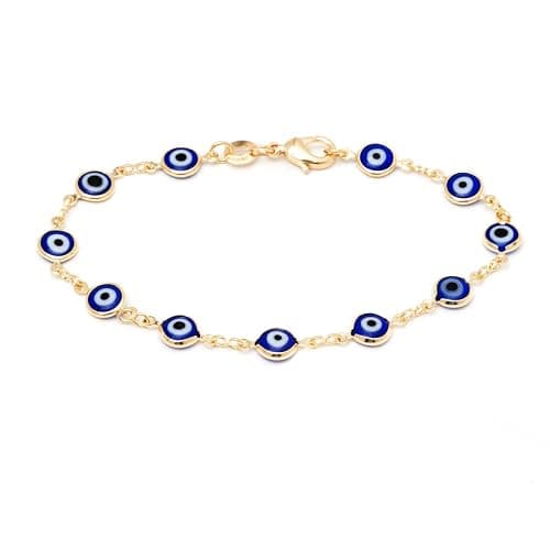 Barzel 18K Gold Plated Multicolored Evil Eye Bracelet for Women - Made in Brazil thumbnail 3