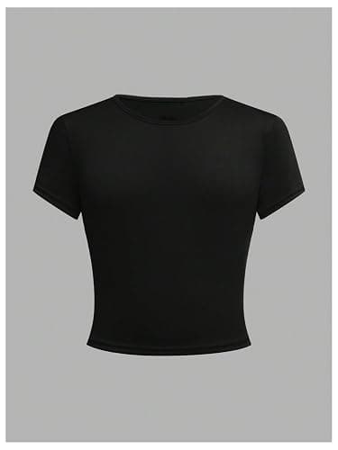 SOLY HUX Girl's Crop Tops 4 Piece Short Sleeve Crew Neck T Shirts Solid Basic Slim Fit Tee thumbnail 3