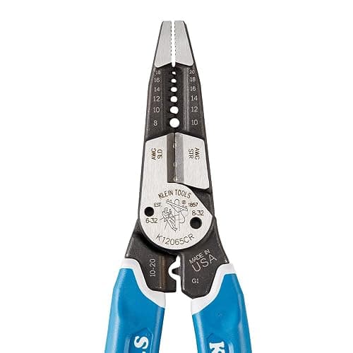 Klein Tools K12065CR Wire Stripper / Cutter / Crimper Tool, Made in USA, for Cutting, Stripping, Crimping, Twisting (8-18 AWG solid, 10-20 AWG stranded) thumbnail 6